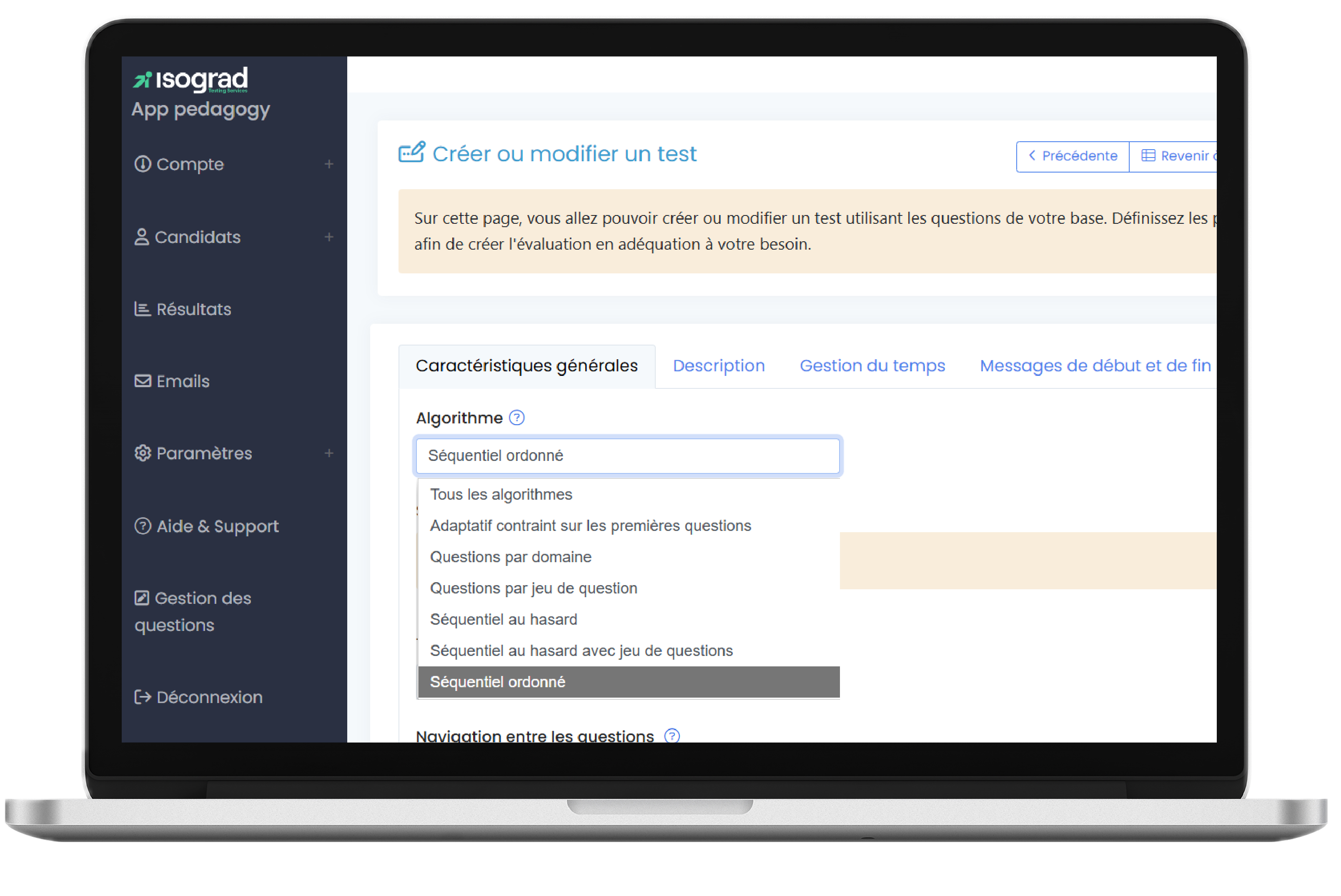 Interface d'administration sécurisée de la plateforme