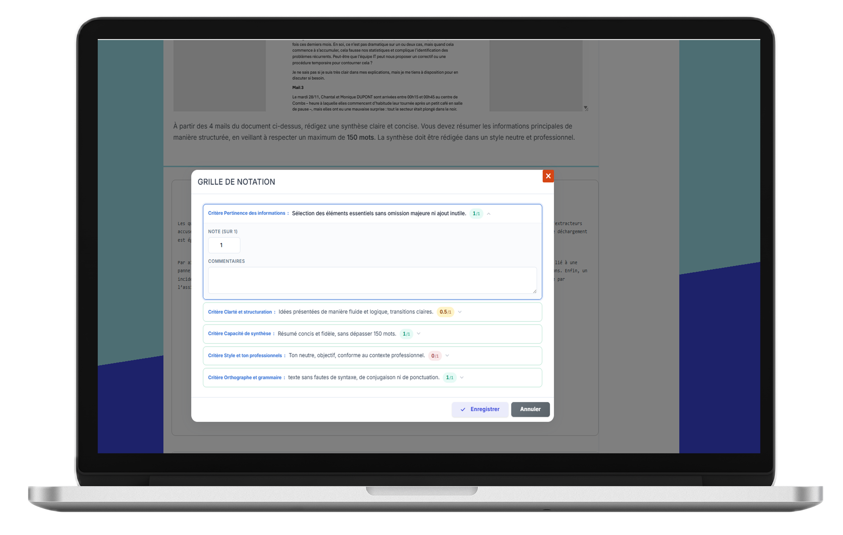 Results and grading dashboard