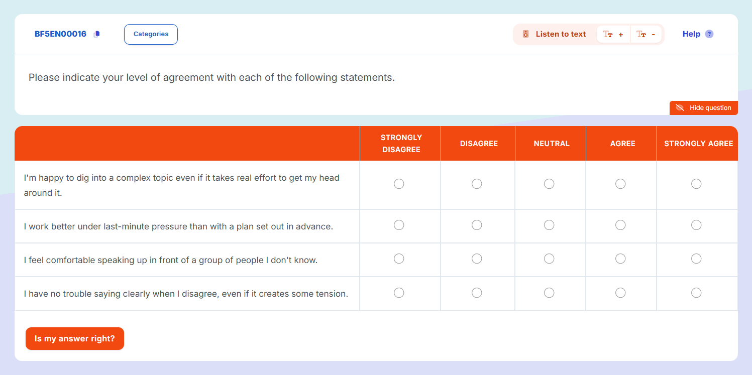Big Five<br />Assessment Test