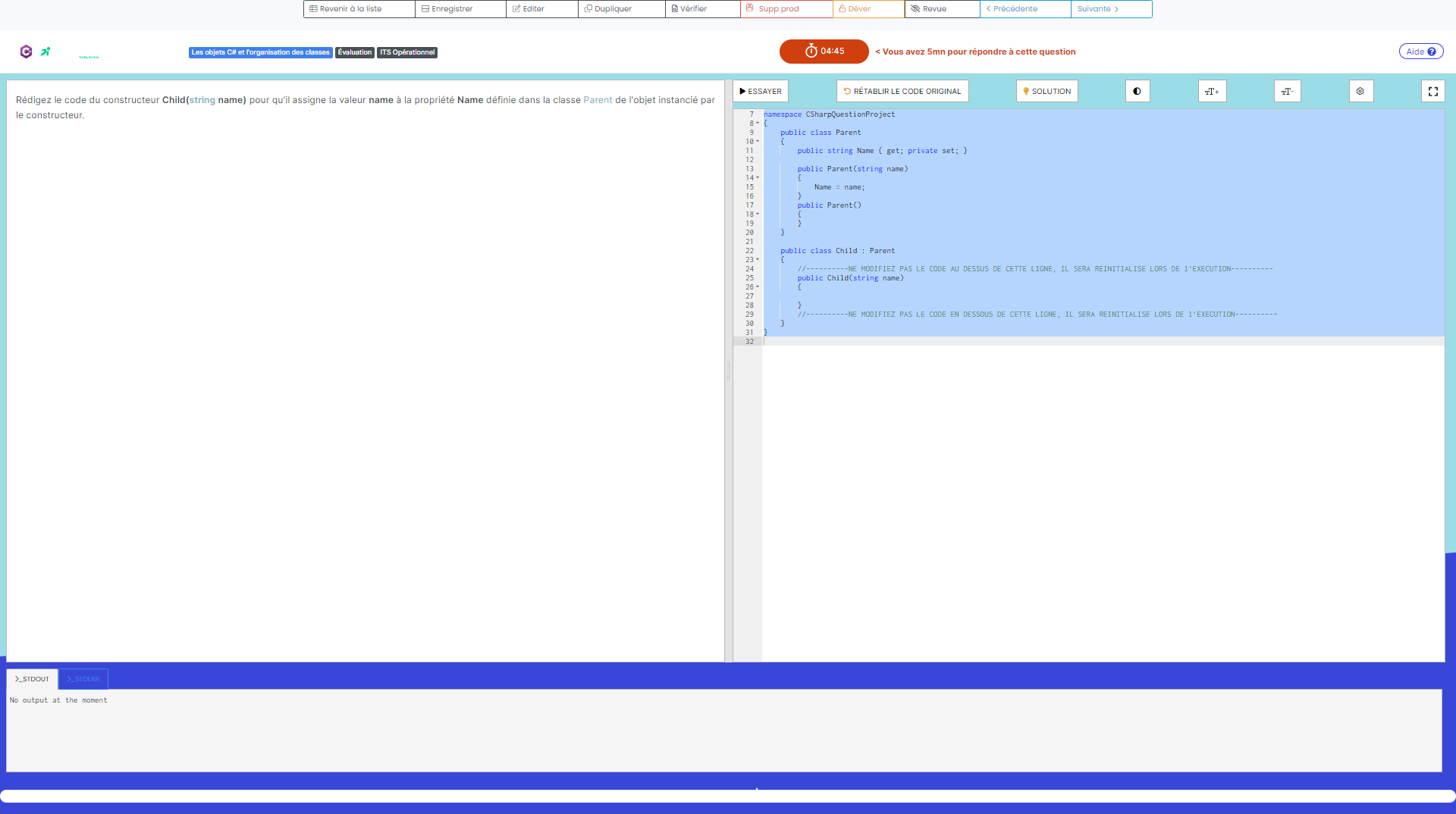 Test d'évaluation<br />C#