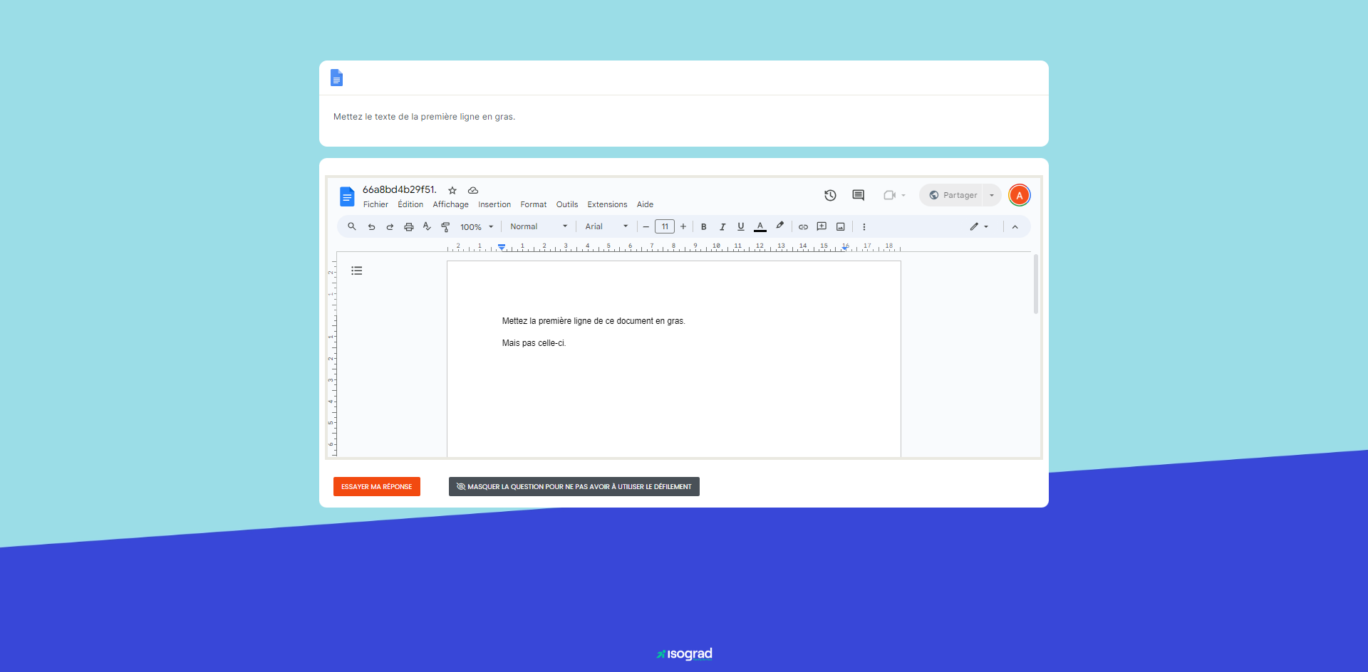 Test d'évaluation<br />Google Docs