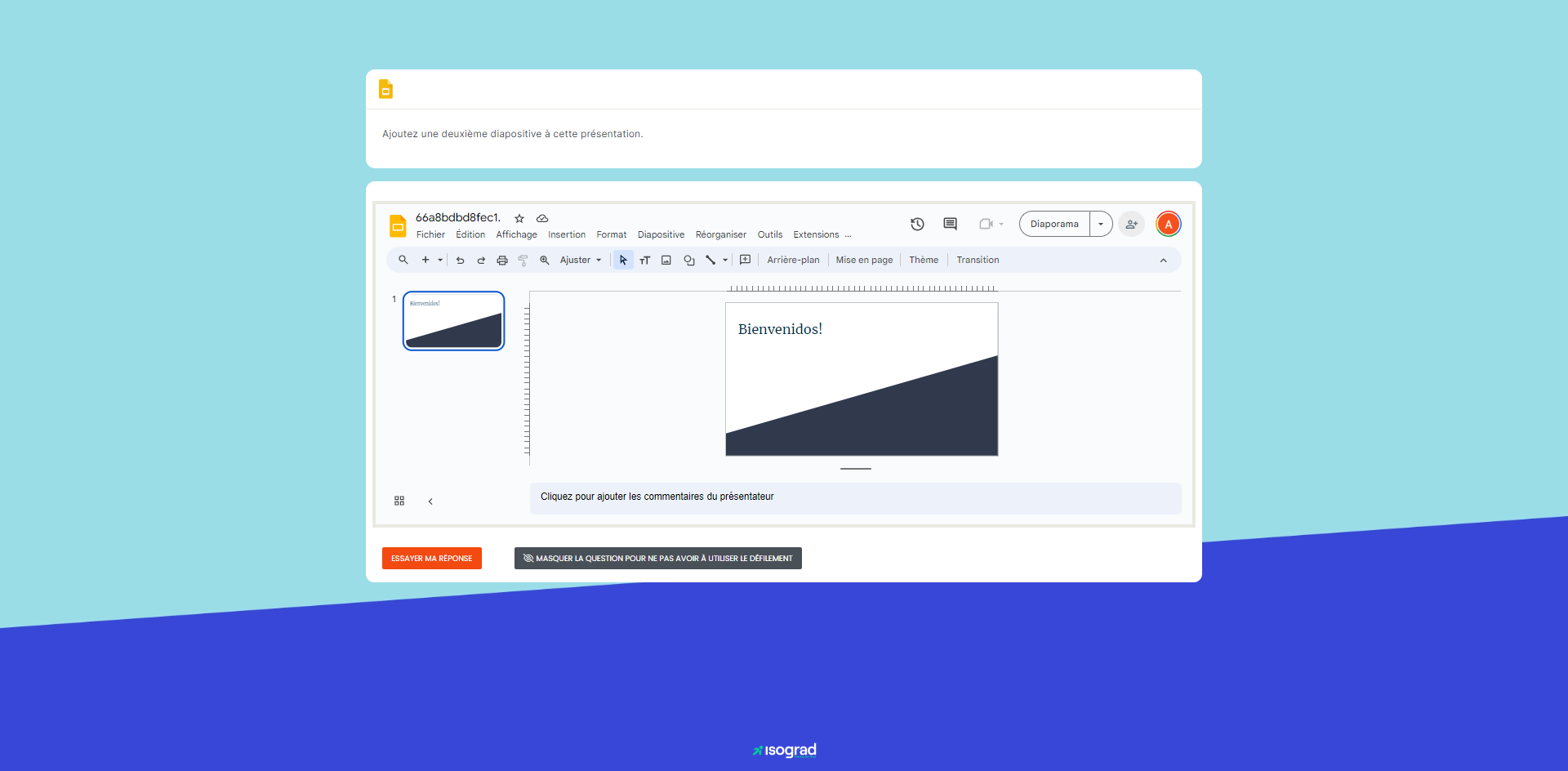 Test d'évaluation<br />Google Slides