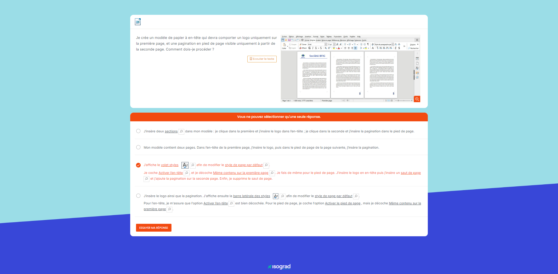 Test d'évaluation<br />LibreOffice Writer